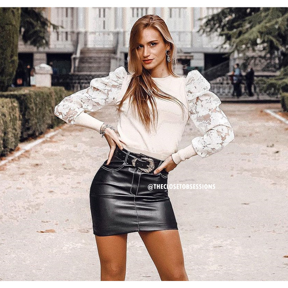 ZARA BLOGGER FAVE!!! Knit Top with Lace Sleeves NWT - Picture 13 of 16